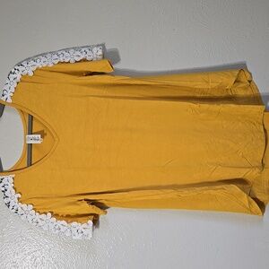 New....Yellow Lace Accent Women's Top
